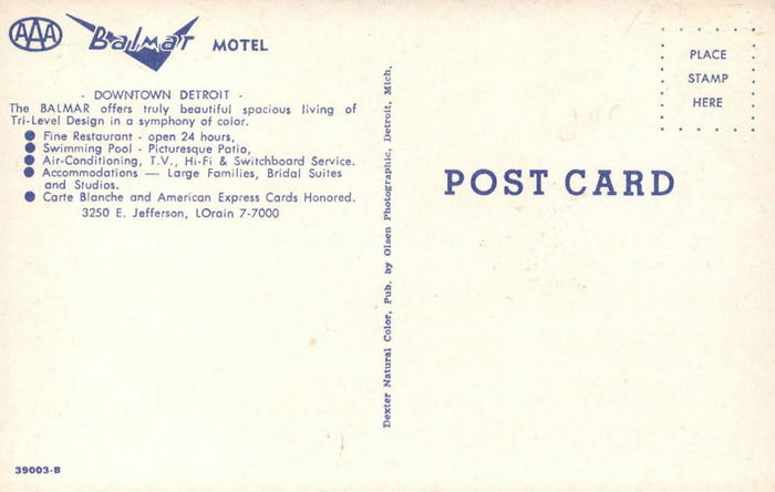 Balmar Motel - Old Post Card (newer photo)